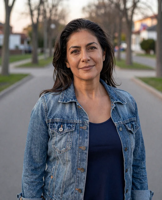Confident woman on a park path showing the respectful and relationship-focused style of mature dating profiles