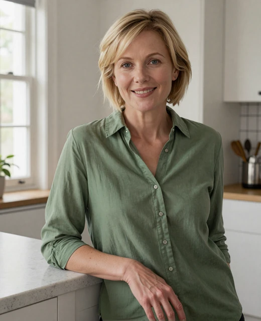 Relaxed woman at home reflecting the genuine everyday style expected in trusted online dating profile previews